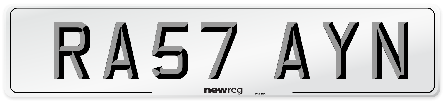 RA57 AYN Number Plate from New Reg